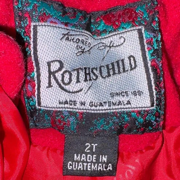 Rothschild Red wool Black velvet girls dress Coat 2t - Picture 6 of 8